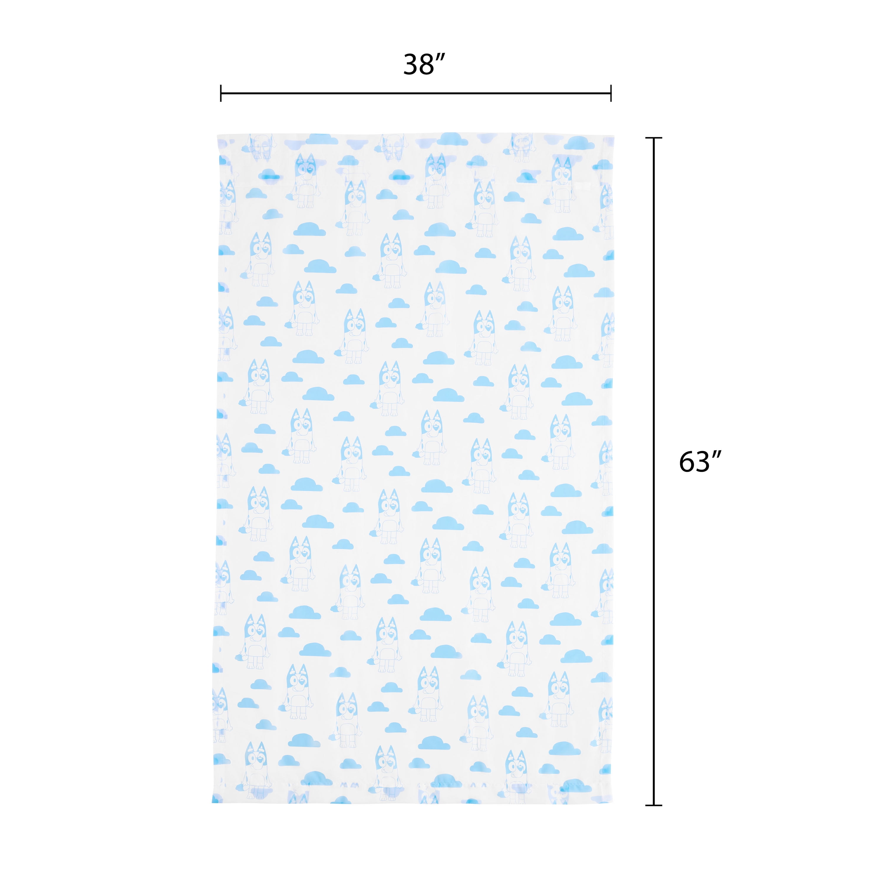Bluey Dream Sheer Kids Drape, 38" x 63", White, BBC Studios