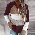 thumbnail image 3 of Women's Lightweight Color Block Hooded Sweaters Drawstring Hoodies Pullover Sweatshirts, 3 of 6
