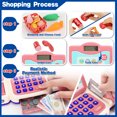 thumbnail image 4 of Petbank Cash Register Playset for Kids, 43PCS  Prentend Play Toys  with Microphone, Scanner, Pretend Credit Card, Play Food, Supermarket Play Gift with sound, for Boys Girls Age 3-12, Pink, 4 of 7