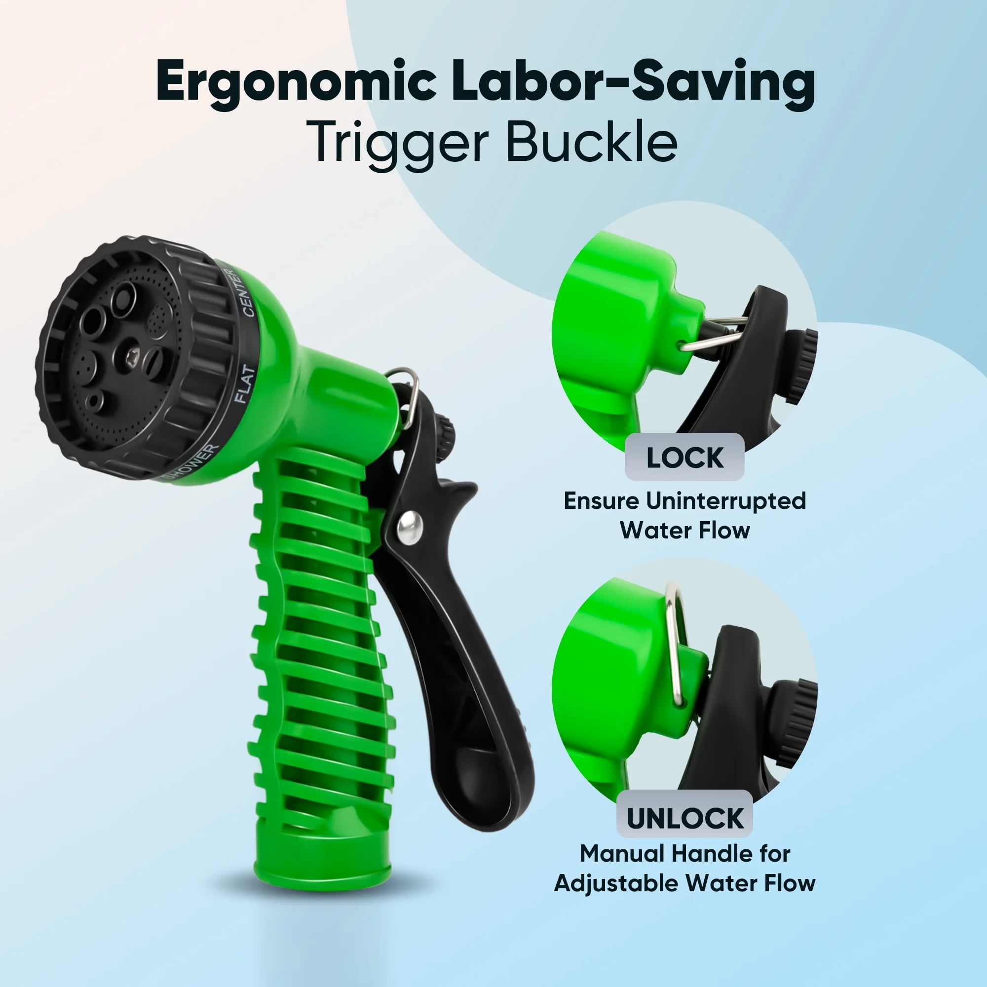 PortableOut 100ft Expandable Flexible Garden Water Hose, 3/4", 7 Sprayer Nozzle, Nylon, Outdoor
