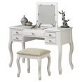 thumbnail image 1 of Poundex Furniture Wood Vanity Set with Stool and Mirror in White, 1 of 4