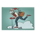 thumbnail image 1 of Indie Cutting Board, Pop Art Scenery with Hipster Santa Claus on Scooter with Gift Bag Christmas Theme, Decorative Tempered Glass Cutting and Serving Board, Large Size, Teal Red Blue, by Ambesonne, 1 of 1