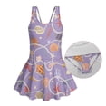 thumbnail image 3 of FOR U DESIGNS Girls' Sleeveless One-Piece Swimsuit Sleeveless Bathing Suit Swimwear Skirted Bathing Suit for 3-13 Years, Seashell Beaded Necklace, 3 of 7