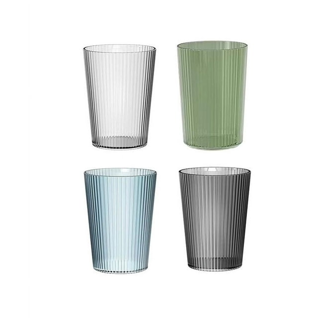 MesaSe 4 pcs Ribbed Drinking Cup Set 14 oz Ribbed Cups for Cocktail Water Juice Coffee Whiskey Toothbrush Cup