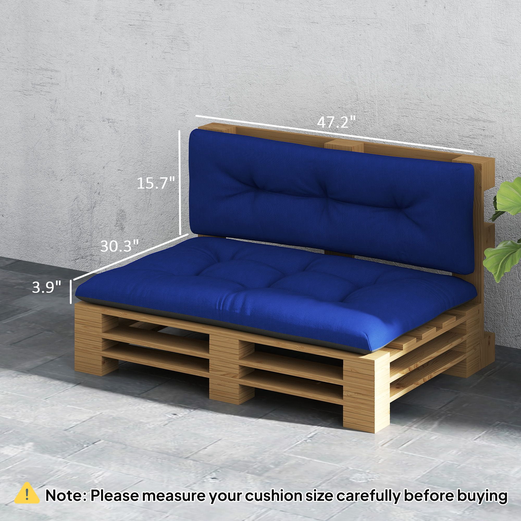 Alvantor 47"Patio Cushions 2 Seater Pallet Cushions 3.9" Bench Cushion for Garden, Patio,Navy Blue