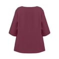 thumbnail image 3 of Vivianyo HD Women's Tiered Layered Hem Blouse, Round Neck 3/4 Sleeve Swing Tunic Top for Women, Fall Versatile Top for Office and Weekend, Sizes L-5XL, 3 of 4