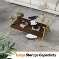 thumbnail image 4 of Modern Rectangle Coffee Table with Tempered Glass Top & Golden Metal Legs,Stylish Living Room Center Table, Transparent Glass, 220lb Capacity, 4 of 7