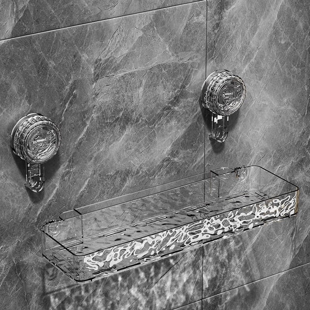 Qaailabf Water Ripple Suction Cup Storage Rack | Wall Hanging No-Drill Design | Multi-Purpose Organizer | Strong Adhesion | Ventilated Bottom Drainage | Bathroom Storage | Small & Large Sizes |