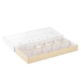 thumbnail image 2 of Caja de almacenamiento de piezas de movimiento de reloj jinwen Organizador de aretes y collares bandeja a prueba de polvo beige, 2 of 8