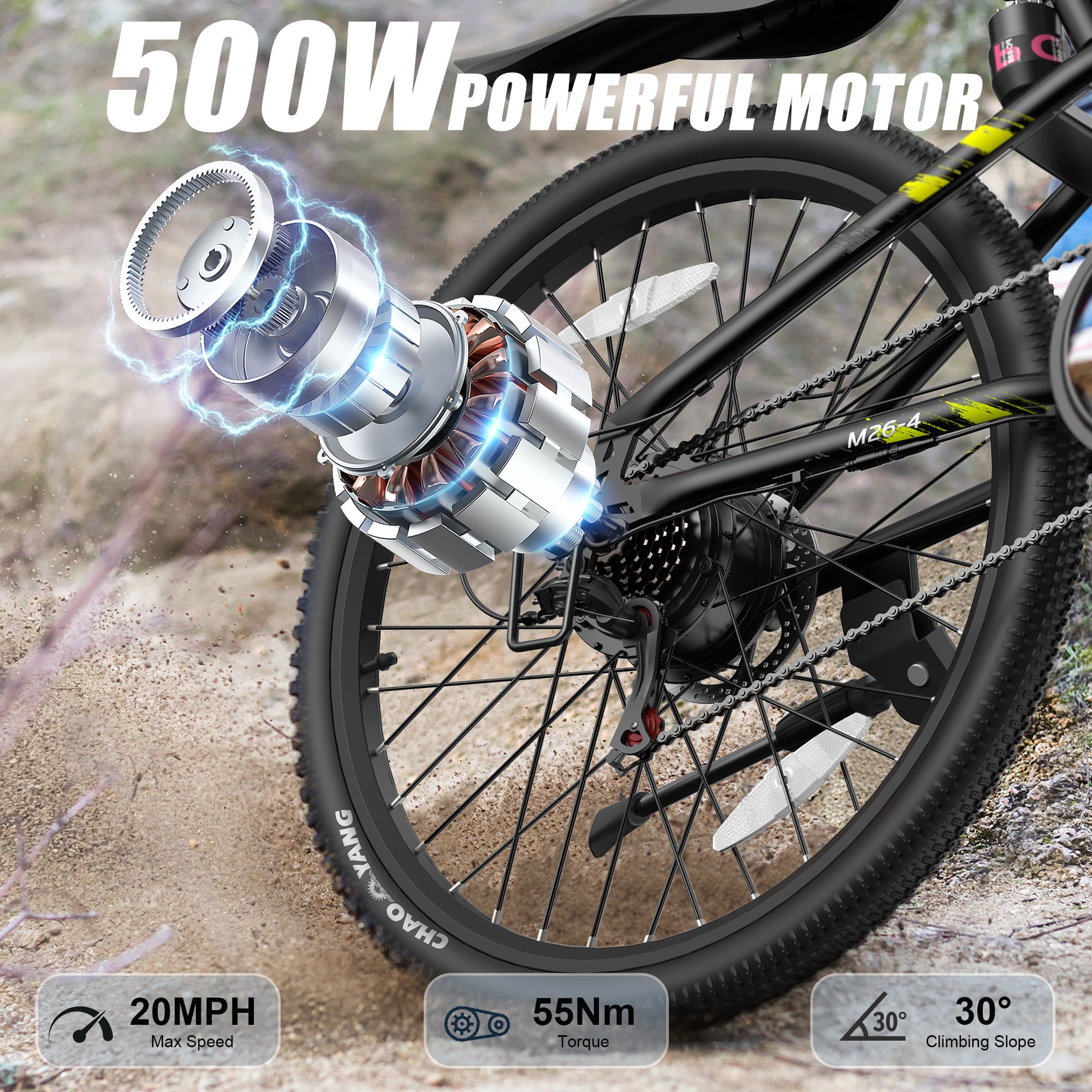 VARUN Electric Bike, 26" Foldable EBike for Outdoor Riding, Peak 750W Motor, 48V 374.4Wh Removable Battery, Up to 20+ mph and 50 Miles, 7-Speed Gears, Full Suspension, E Bike for Adults, UL2849