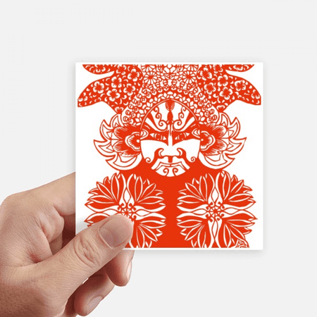 Red Head Beijing Opera Paper-cut Sticker Square Waterproof Stickers Wallpaper Car Decal