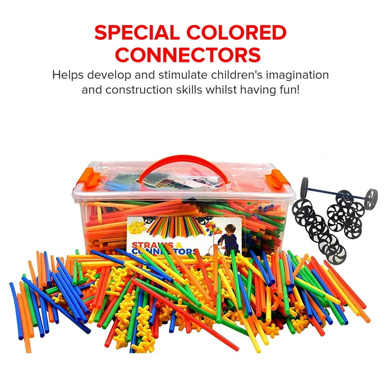 Playlearn USA Building Straws and Connectors Construction Set Toys 800 Pieces Colorful