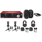 2-Person Podcast Podcasting w/4I4 Focusrite Interface+Headphones+Mics+Stands