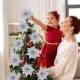 thumbnail image 4 of 15 Pcs Christmas Glitter Flowers Christmas Tree Ornaments Shining Artificial Poinsettia Christmas Flowers Decoration with Clips for Xmas Holiday Wedding Wreath Party Floral Decorations(White), 4 of 5