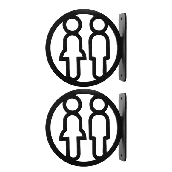LOLIPPYY 2pcs Double-Sided Acrylic Restroom Signs for Business - Black Vertical Men & Women Bathroom Wall Plaques for Office, Public Toilet