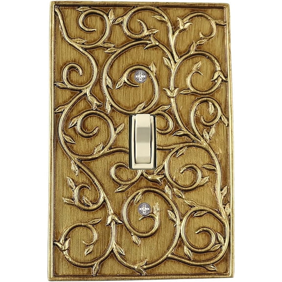 Meriville French Scroll 1 Toggle Wallplate, Single Switch Electrical Cover Plate, Antique Gold