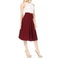 thumbnail image 5 of Women's Solid Flared Lightweight Elastic High Waist Midi A-line Skirt, 5 of 7