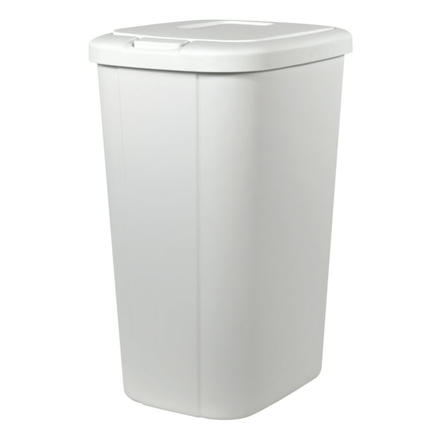 large trash can with attached lid and wheels