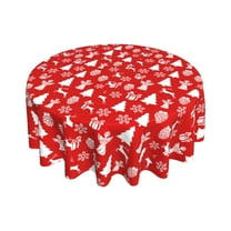 Gnwei Round Christmas Tablecloth Vinyl with Flannel Backing, Buffalo Plaid Winter Snowflake Pattern, Waterproof & Heavy Plastic Table Cloth for Dining, Holiday & Outdoor, 60 Inch