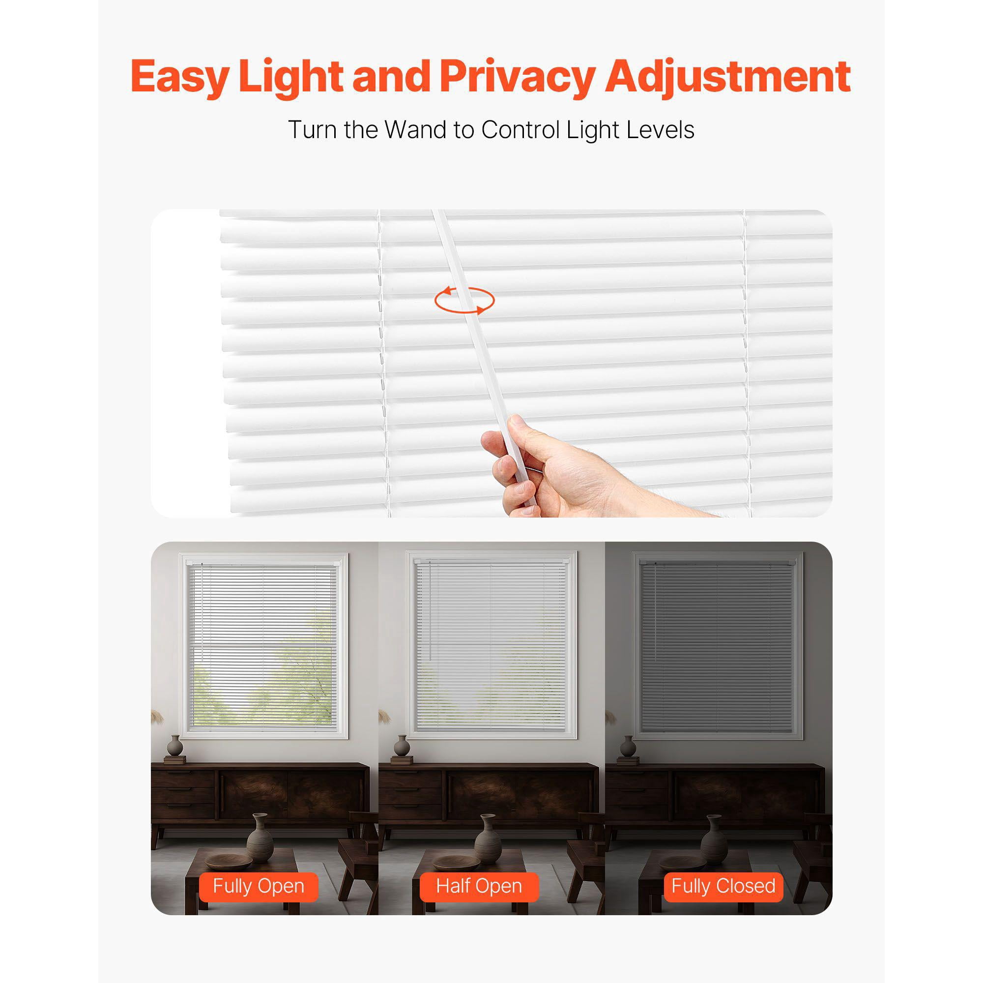 Cordless Blackout Mini Venetian Blinds 43.3 x 48 Inches 1 Inch Slats No Drill Easy Clean Adjustable White for Indoor Windows Home Decor