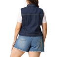 thumbnail image 3 of Agnes Orinda Women's Plus Size Button Sleeveless Casual Denim Vest Jacket with Pocket 3X Dark Blue, 3 of 8
