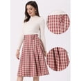 thumbnail image 2 of DARING DIVA Women's Vintage Plaid Pleated A-Line Midi Skirt M Red, 2 of 6