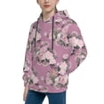 thumbnail image 2 of Fotbe Rose Flowers Pattern Youth Pullover Hooded Sweatshirt, Boys Hoodie, Kangaroo Pocket Hoodie for Kids Girls -Large, 2 of 6