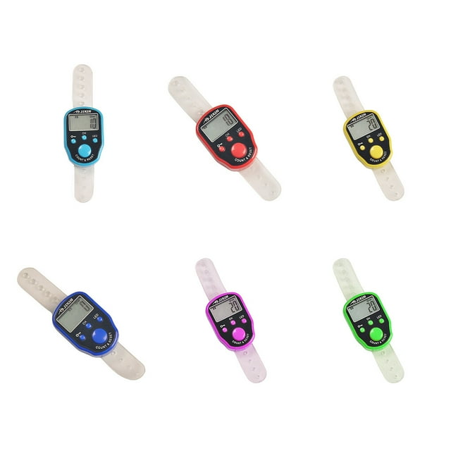 Mini Stitch Marker Row Fingertip Counter with LED Light LCD Electronic Digital Display Tally Timing for Golf Knitting Weave Red 4.5*3.5*1.2cm