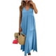 thumbnail image 1 of Faldas Largas para Mujeres de Verano Color Sólido Falda con Cuello en V con Falda Plegada Vestido de Bolsillo Falda Larga de Playa, 1 of 7