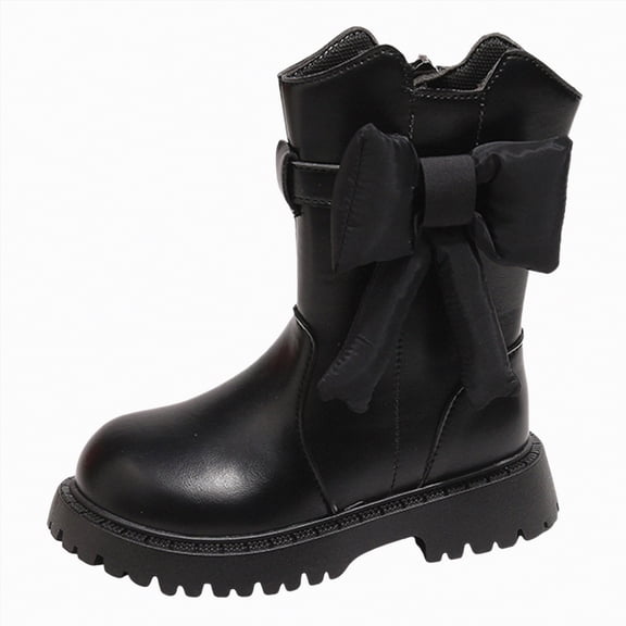Linfrsh Toddler Cowgirl Boots Girls Glitter Ankle Boots Lace Up Waterproof Combat Shoes With Side Zipper for Toddler/Little Kid/Big Kid Black,13