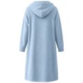 thumbnail image 3 of Qingpeng Womens Zip Up Long Robe Hooded Full Zip Sleepwear with Front Pockets Solid Color Warm Winter Lounge Gown, 3 of 7