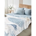 thumbnail image 5 of Blue Coastal Nautical Flat Sheets Only Cal King Size, Soft Breathable Bed Top Sheets for Mattress, Beach Sea Turtle Ocean Coral Starfish Bedding Flat Sheets for Home Hotel Bedroom Bed Protection, 5 of 9