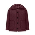 thumbnail image 6 of Miluxas Women's Fashion Loose Long Sleeve Solid Color Casual Quilted Solid Color Cotton Padded Jacket with Pockets Wine XL(XL), 6 of 8