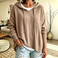 thumbnail image 4 of Womens Sweaters with Hood Long Sleeve Knit Warm Oversized Casual Fall Winter Pullover Sweaters Khaki M, 4 of 9