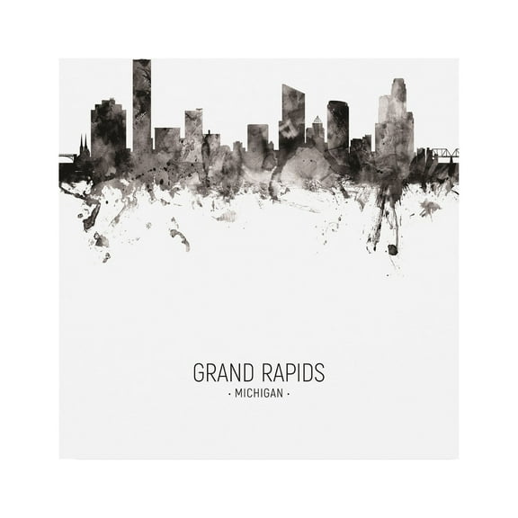Trademark Fine Art 'Grand Rapids Michigan Skyline Portrait II' Canvas Art by Michael Tompsett