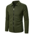 thumbnail image 4 of Fznquz Green Shirts for Men Long Sleeve Full Zip Collared Tees Shirts Fall Winter Plain Mens Winter Clothes, 4 of 6