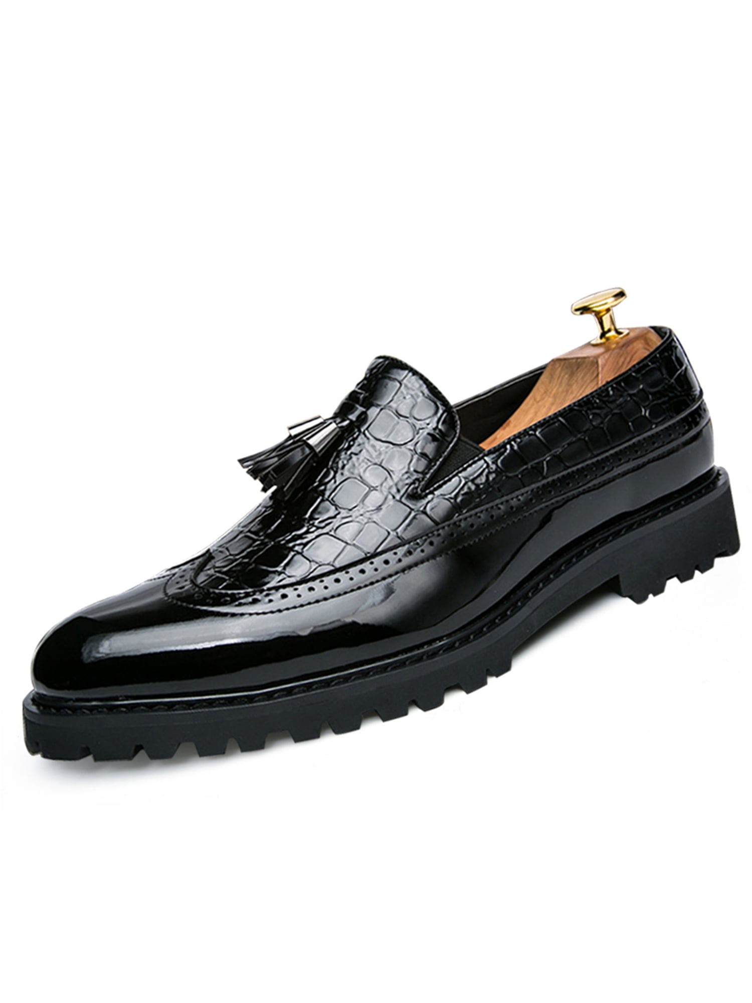 Hilotu Mens Fashion Snake Skin Upper Comfortable Soft Sole Oxfords Personality Lightweight Ormal
