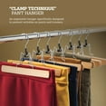 thumbnail image 4 of High-Grade Wooden Pants Hangers with Clips 10 Pack Non Slip Skirt Hangers, Smooth Finish Solid Wood Jeans/Slack Hanger with 360° Swivel Hook - Pants Clip Hangers for Skirts, Slacks - Clamp Hangers, 4 of 9