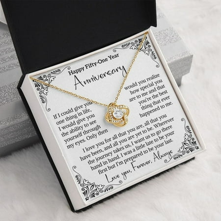 51st Wedding Anniversary Wife Photos Or Cameras Anniversary Gift Fifty First Anniversary Gift 51 Year Anniversary Message, White Love Knot Necklace