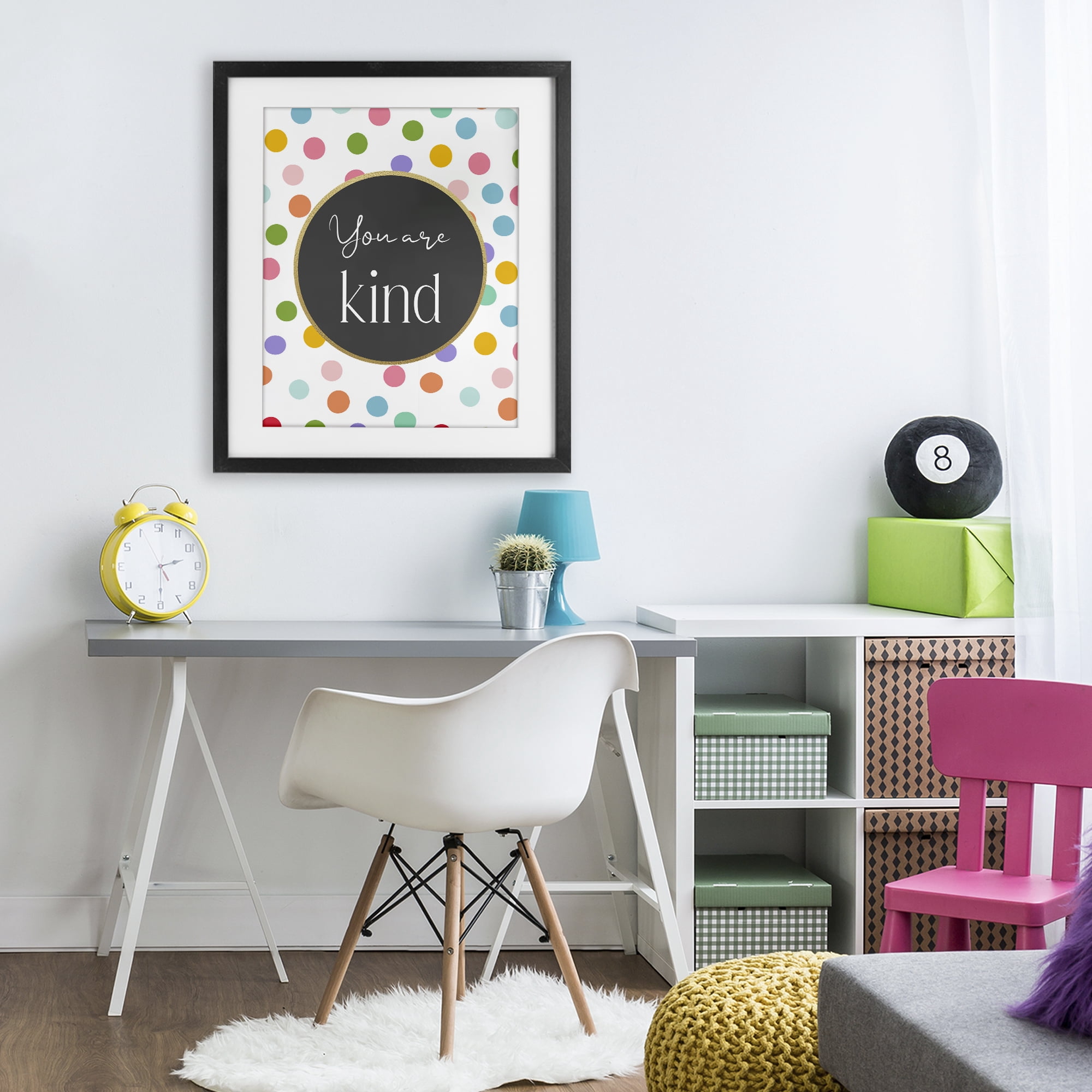 Stupell Industries You Are Kind Polka Dots Black Framed Print Under Glass, design by Christine Simpson Art