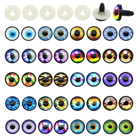 10Pairs 16mm Glass Round Pupil Safety Eyes Dragon Eye Cat Eye Animal Eye with Washers for Amigurumis Plush Animals Crochet Dragon Cat Dolls Making