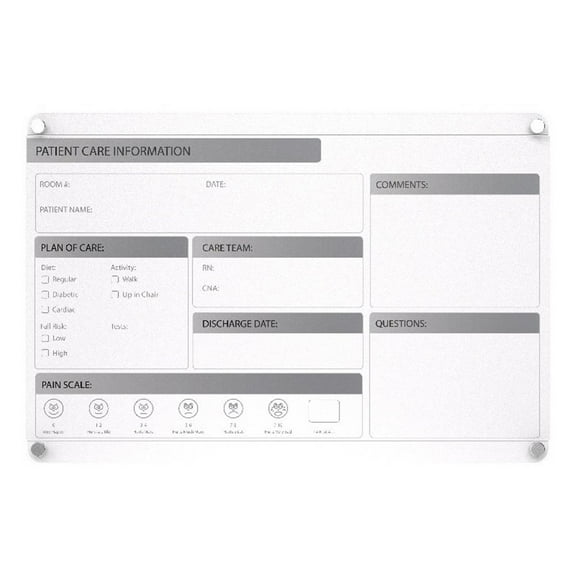 Ghent Graphics Slide Changeable Glass Dry Erase Board Non-Magnetic Horiz 18x24