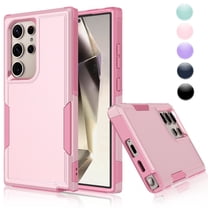for Galaxy S24,S24 Plus,S24 Ultra Case,Njjex Heavy Duty Shockproof Dual Layer Rugged Full-Body Protective Phone Cover,2 in 1 Silicone Rubber Phone Case for Samsung Galaxy S24 Ultra- Pink 2024