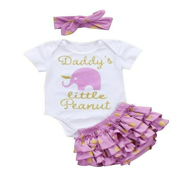 Barboteuse à Nœud Imprimé pour Bébé Fille « Daddy's Girl » + Ensemble de Shorts à Volants Multicolores avec Nœud