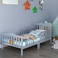 thumbnail image 3 of Costway Lit en Bois pour Enfants et Tout-Petits avec Garde-Corps Gris, 3 of 10