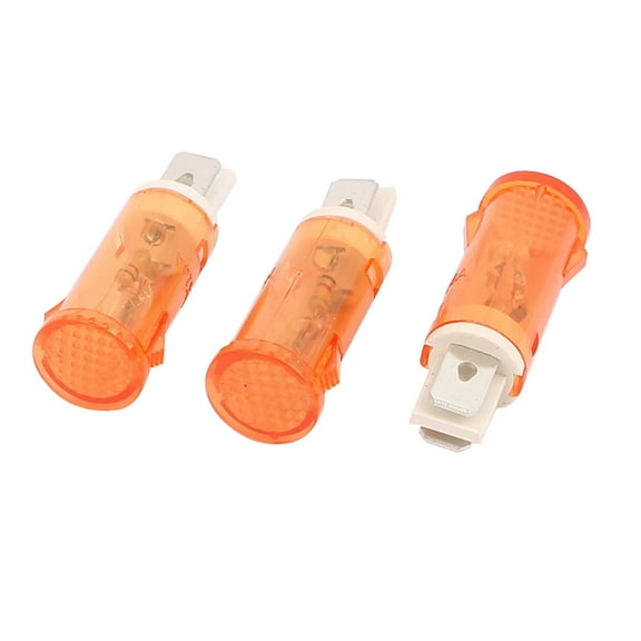 3 Pcs DC24V AC220V Plastic 12.7mm Mount Dia Round Indicator Pilot Light Yellow