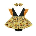thumbnail image 1 of xiaxaixu Girl?S Citrouille Imprimé Ourlet Volant Mouche Manche Romper et Bandeau, 1 of 10