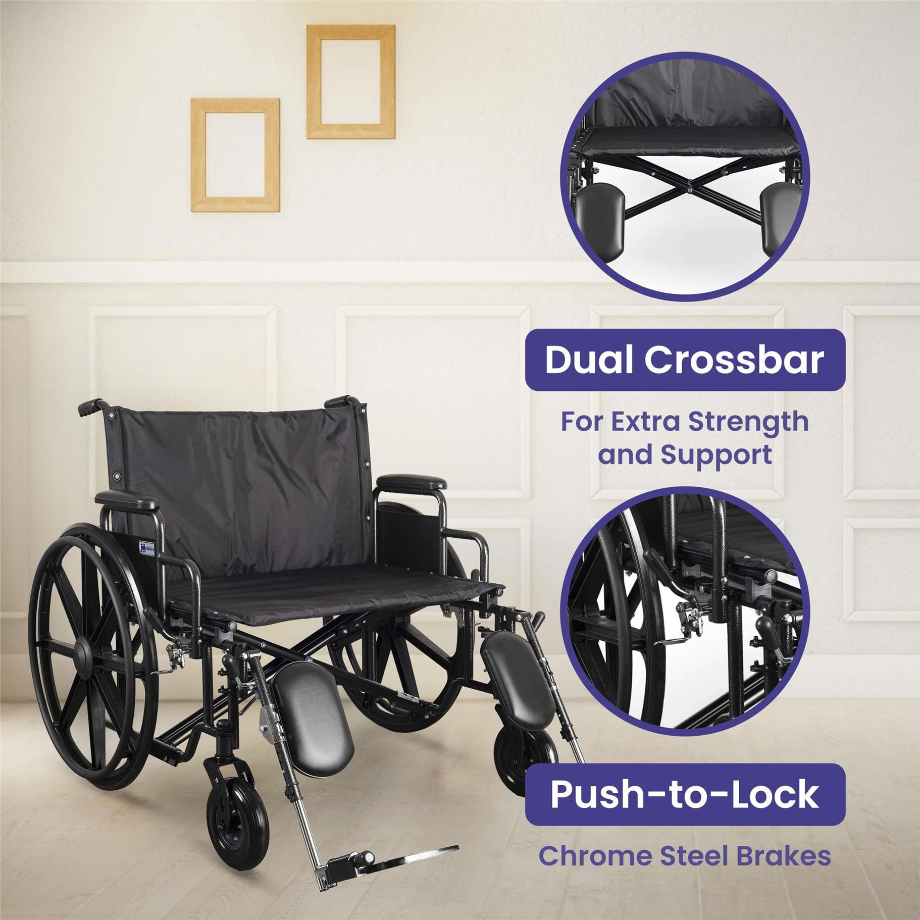 Medacure Ultra Wide Bariatric Wheelchair for Adults - 26" Seat - 700 lb. Cap. Elevated Leg Rests and Detachable Desk Arms