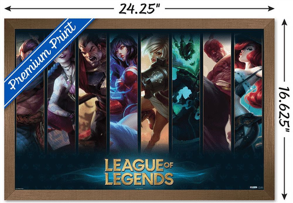 League of Legends - Champions Wall Poster, 14.725" x 22.375", Framed