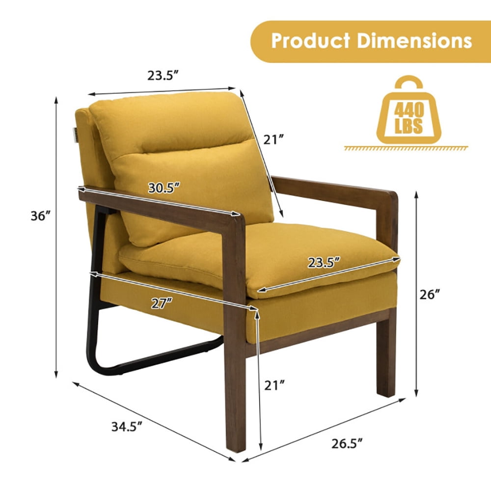 Finihen Accent Armchair, Classic Accent Armchair with Rubber Wood Legs and Armrests, for Living Room, Bedroom, Yellow Finihen Accent Armchair, Classic Accent Armchair with Rubber Wood Legs and Armrests, for Living Room, Bedroom, Yellow